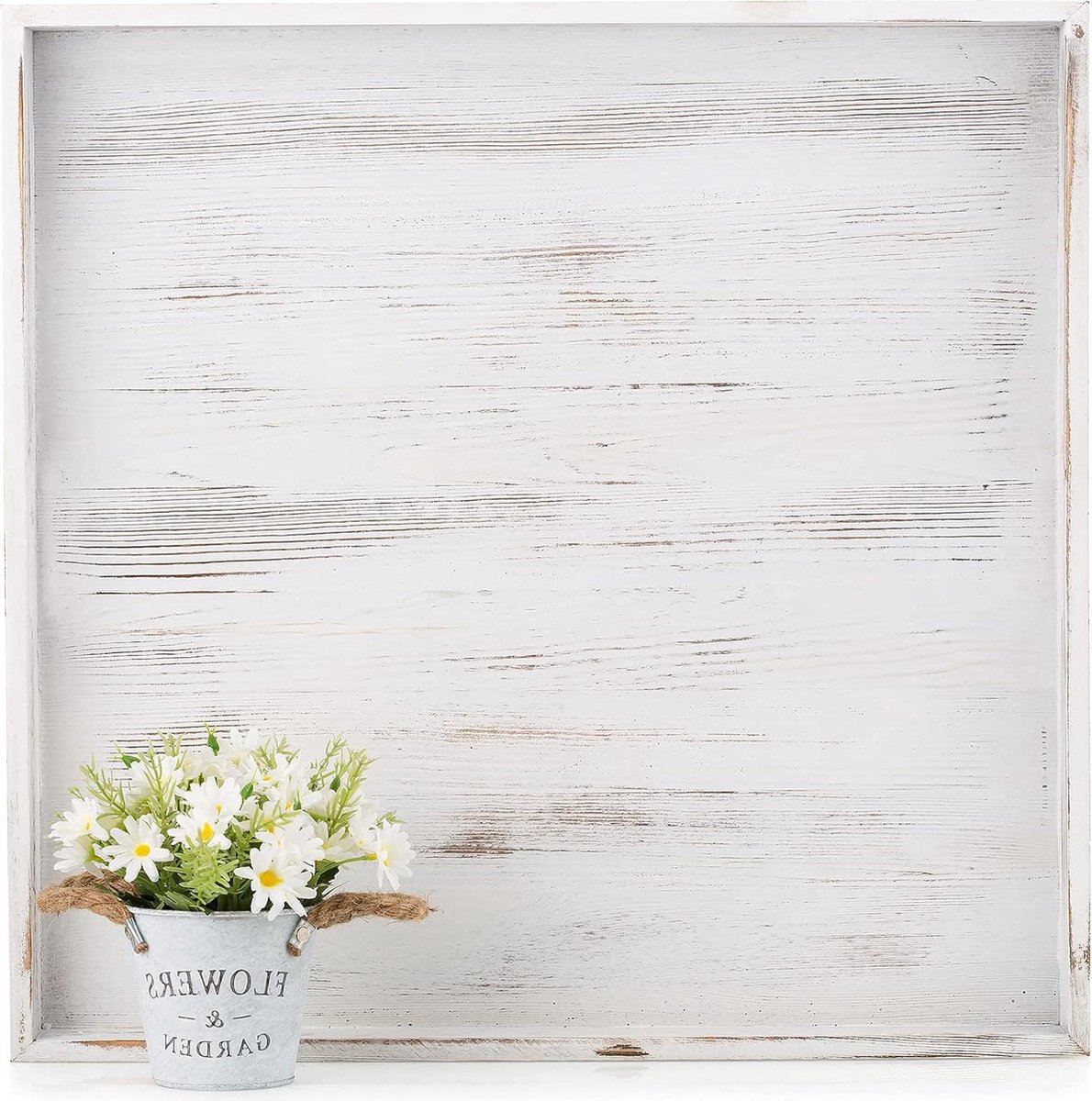 Extra groot rustiek houten Ottomaans dienblad met handgrepen decoratief salontafeldienblad voor woonkamer keuken boerderij woondecoratie 20 inch x 20 inch
