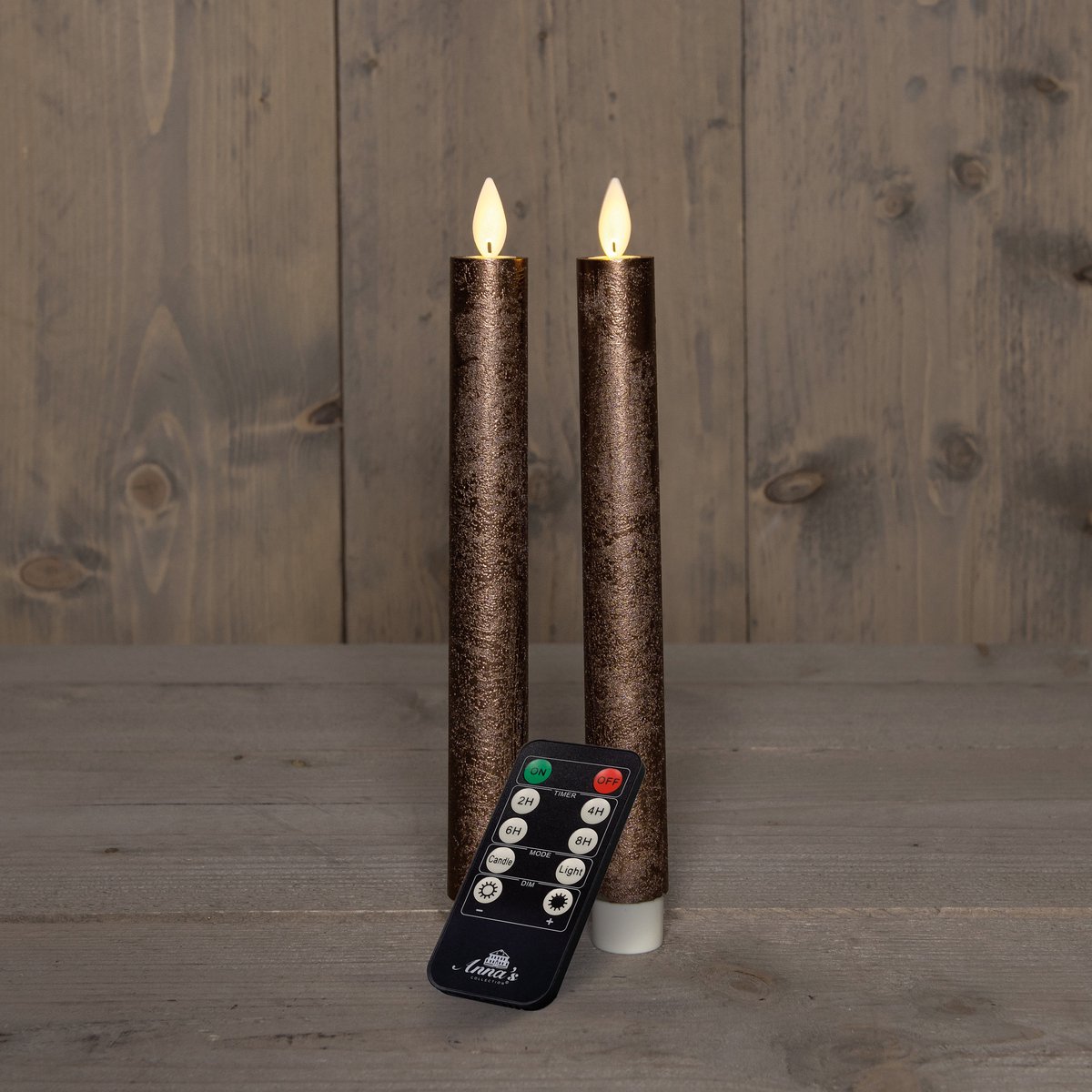 Anna's Collection LED dinerkaarsen - 2x st - brons - 23 cm - met afstandsbediening — cadeau in Wonen & Interieur - foto 5