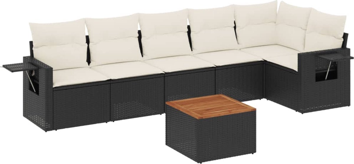 vidaXL Patio - Sofa - Set - 7-zits zwart