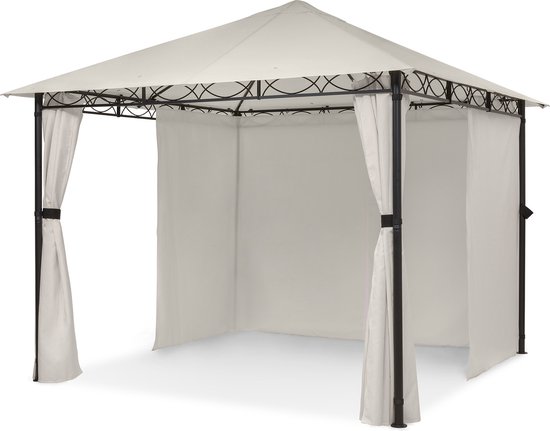 Foto: Blumfeldt mondo tuinpaviljoen partytent 295cm x 262cm x 295cm staal polyester beige