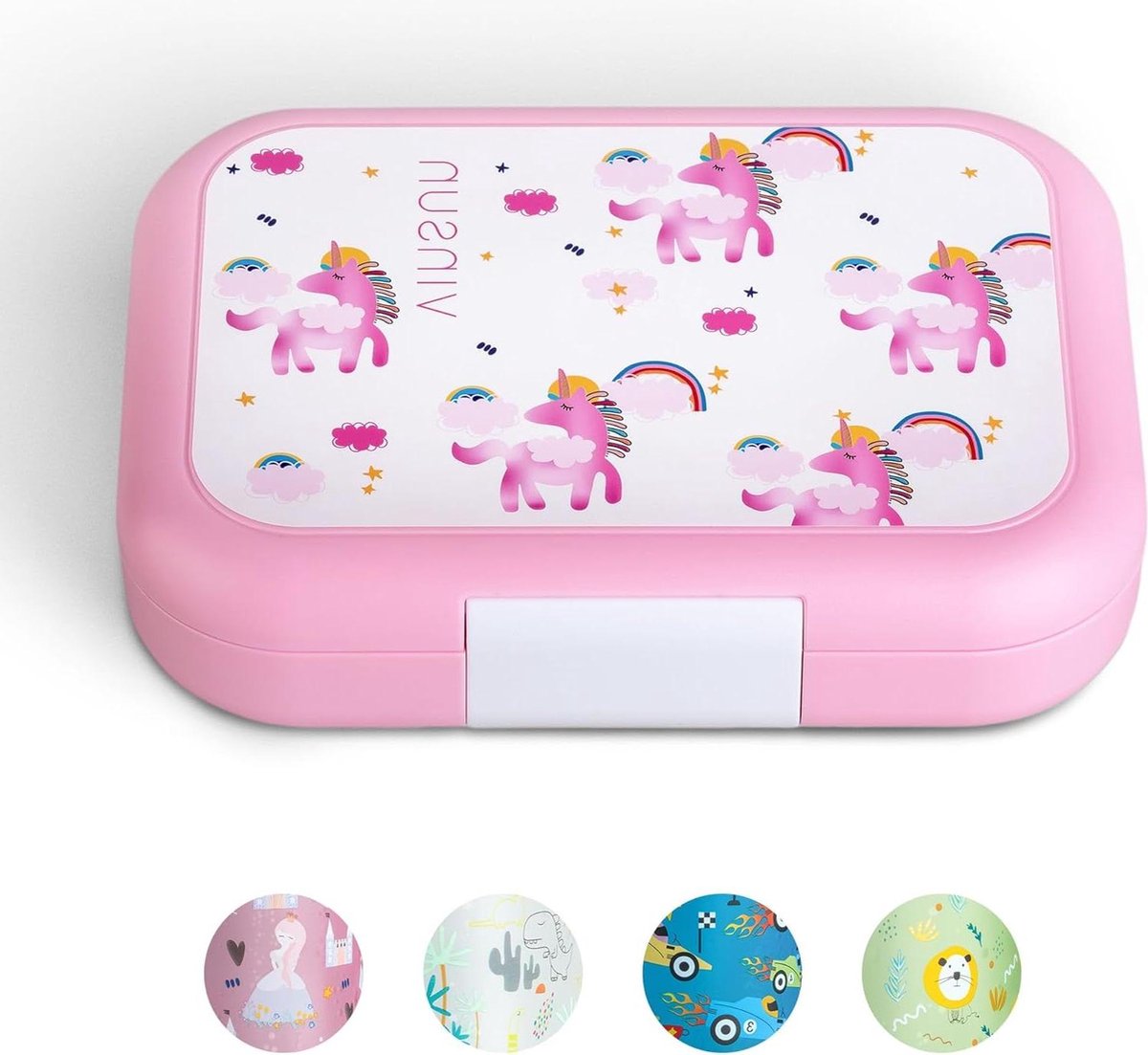Lunchbox Kinderen 4 Vakken Lekvrij BPA-Vrij Vaatwasmachinebestendig - Roze Bento Box Eenhoornmotief Kleuterschool Basisschool Uitstapjes