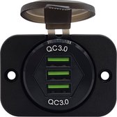 ProRide 12V USB Stopcontact 3 Poorten Inbouw - QC3.0 - DS2085B - USB Autolader, Boot en Camper - Complete set