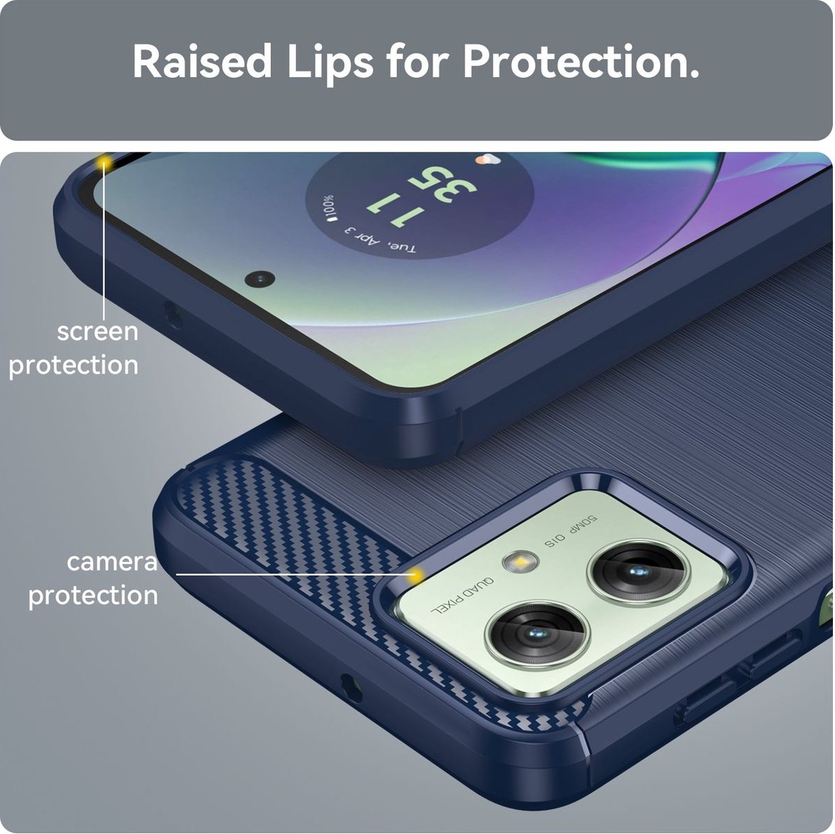 Mobigear Hoesje geschikt voor Motorola Moto G54 Telefoonhoesje Flexibel TPU | Mobigear Brushed Slim Backcover | Moto G54 Case | Back Cover - Blauw
