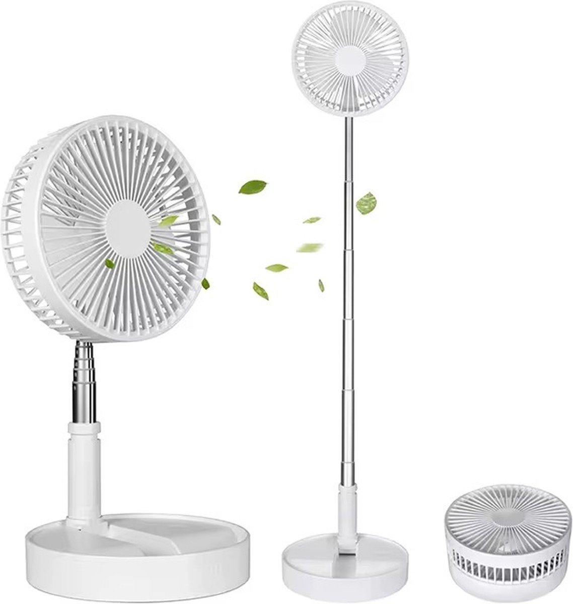 Ventilator - Oplaadbaar - Opvouwbaar - Draadloos - In Hoogte Verstelbare - Wit