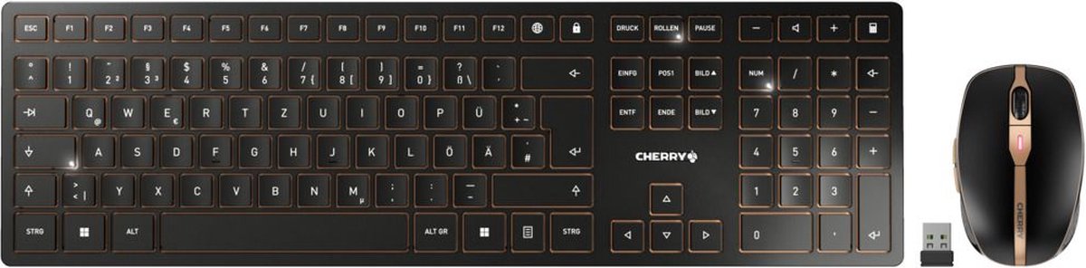CHERRY JD-9100BE-2 Set met toetsenbord en muis Draadloos, Radiografisch AZERTY, Belgisch Zwart