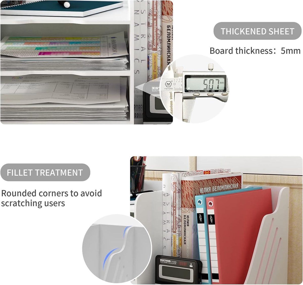 Organisateur De Bureau 5 Niveaux LATERN - Bac A4 Avec Porte-Stylos - Blanc Pour Maison/Bureau/École