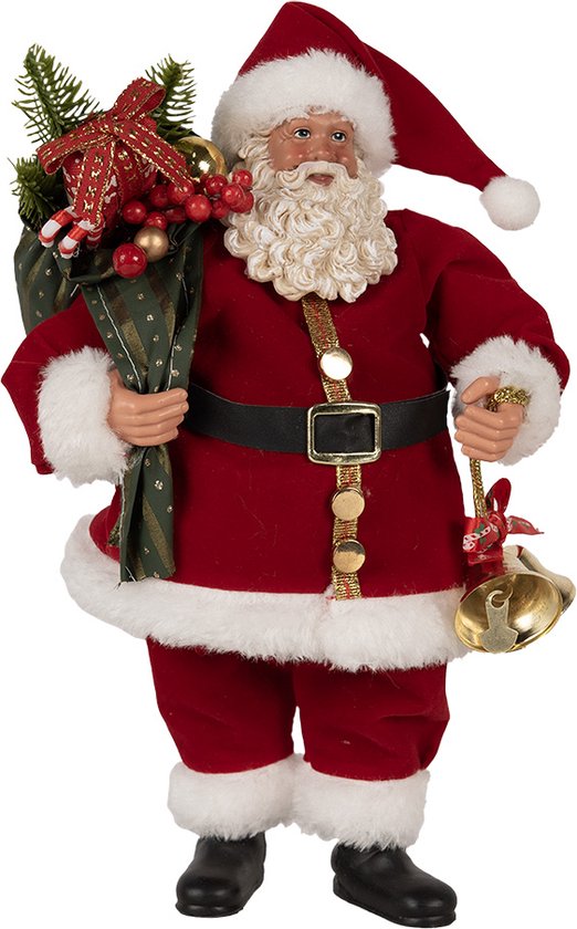 Kerstfiguur polyester kerstman met ski's 0x0x30cm wit. bruin kopen