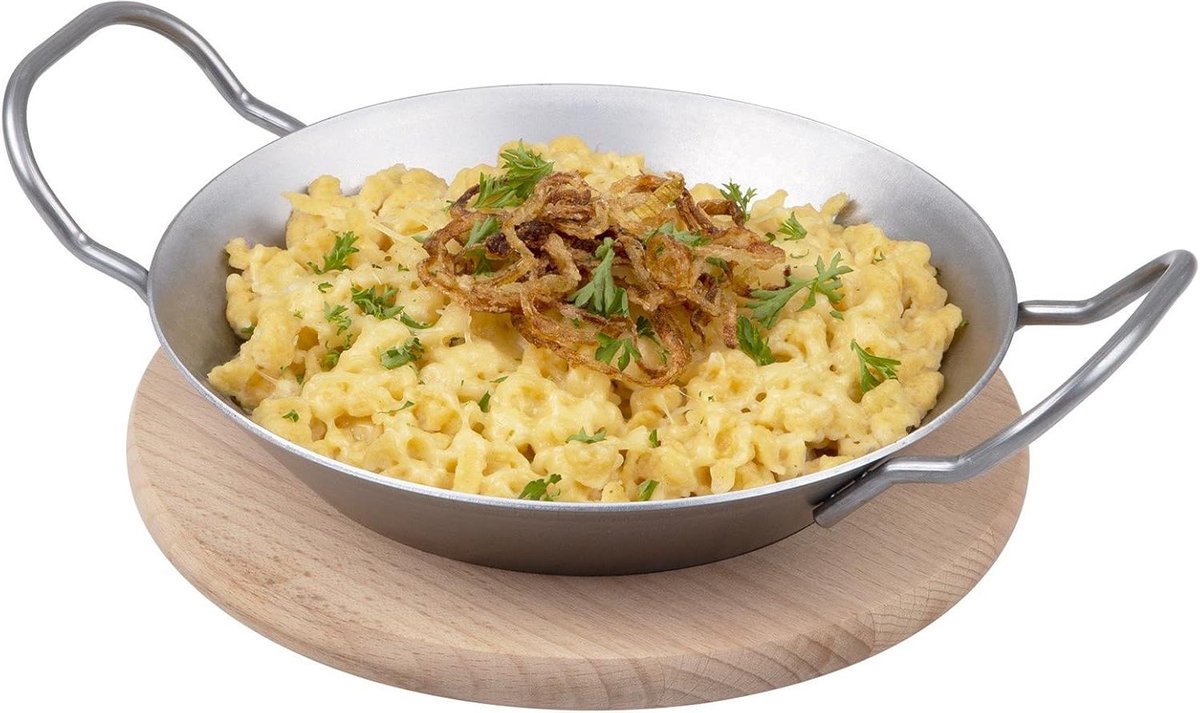 Schlemmer-ijzeren pannetjes met serveerplank - zilver - gourmetset