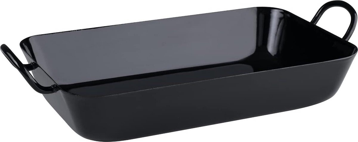 Oma's braadpan ZWARTEMAILLE 29 x 18 cm - klassieke ovenpan met handgrepen - hoogte 88 cm