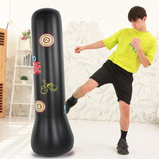 JUOIFIP Bokszakset, 180 cm vrijstaande bokszak met bokshandschoenen en elektrische luchtpomp, voor dames en heren, kickbokstassen voor training, MMA Muay Thai fitness, beginners en tieners