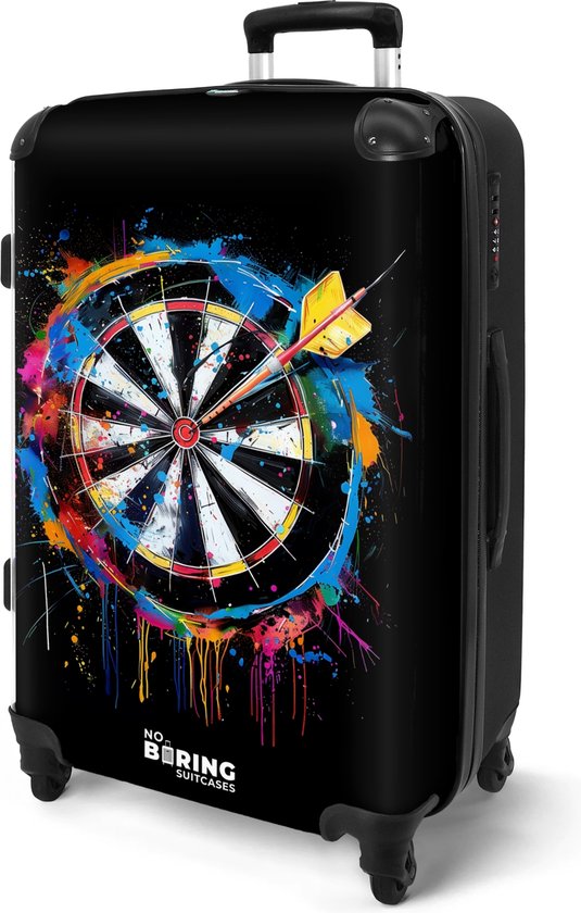 NoBoringSuitcases.com® - Grande valise Jeu de fléchettes avec graffitis - Bagage - Valise de voyage - Valise chariot - Valises 67cm