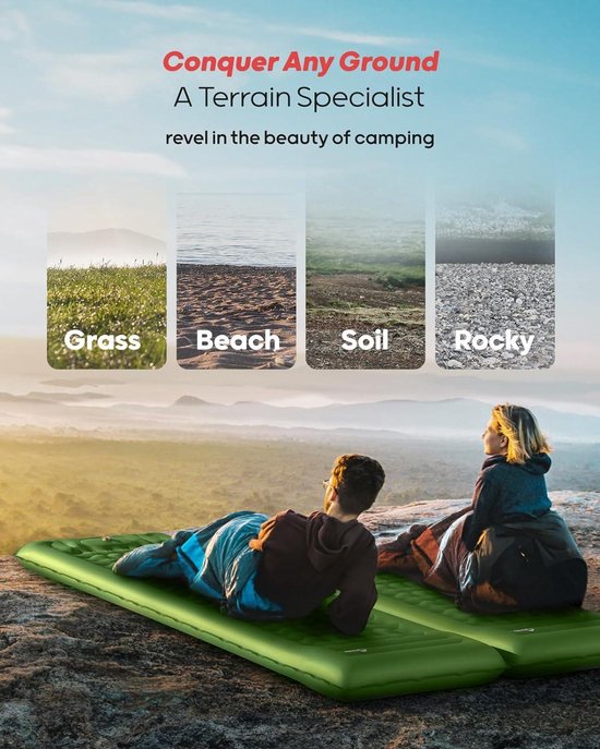 Camping Mat Self-Inflating with Foot Pump - 12 cm Ultra Thick - Improved Support - Inflatable Ultralight Waterproof Outdoor Air Mattress for Hiking Backpacking van Camp — afbeelding 2