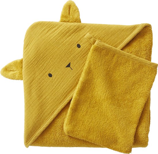 Vertbaudet Cape de bain + gant en gaze de coton bio*,