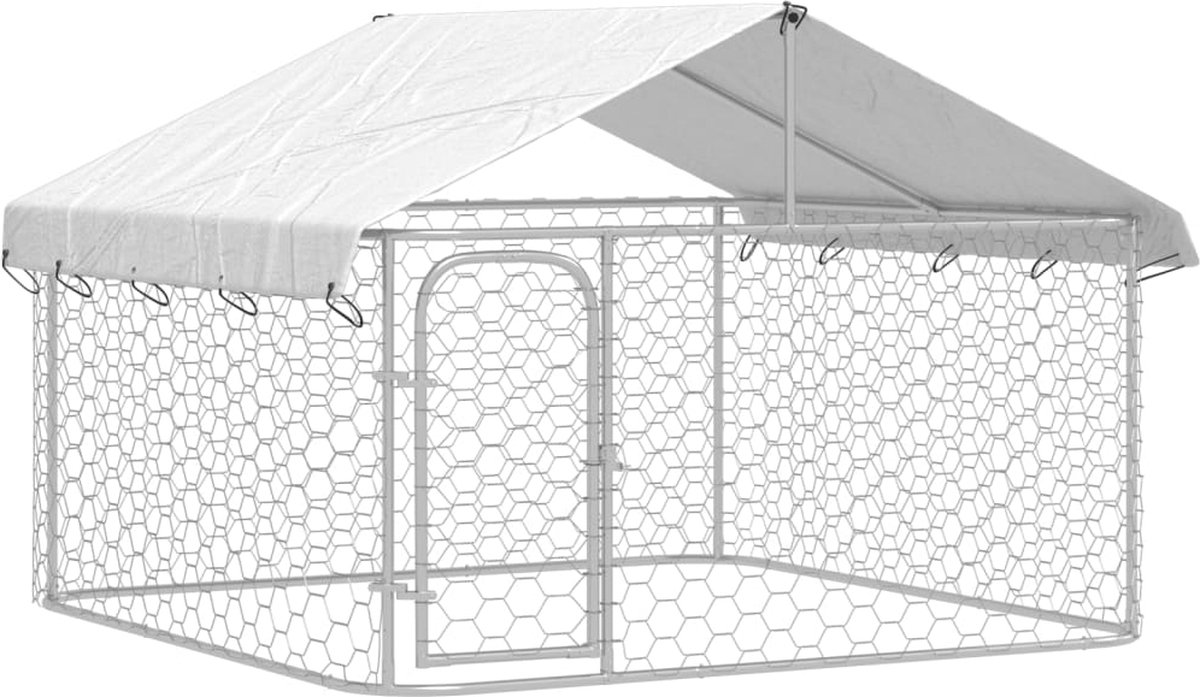 Bol.com vidaXL - Hondenkennel - voor - buiten - met - dak - 200x200x150 - cm aanbieding