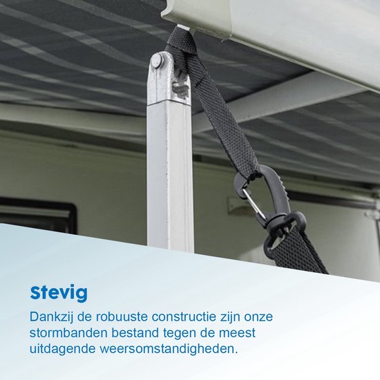 ProPlus Stormbandenset - 3 M - Met bevestigingsbandjes - Stormlijnset - Tent Stormkit - Caravan- en camperluifels - Voortenten - Compleet pakket - Incl. stormharingen & veer van ProPlus — afbeelding 5