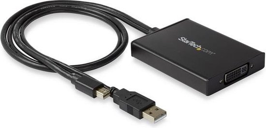 StarTech.com Adaptateur Mini DisplayPort vers DVI Dual Link - Adaptateur Convertisseur Vidéo d'Écran Actif Mini DisplayPort vers DVI-D - Alimentation USB - Dual Link - Noir (MDP2DVID2)