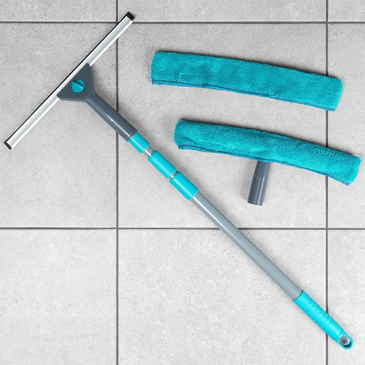 LOMUG Telescopische raamwisser-trekkerset, 4,5 m, 2-in-1