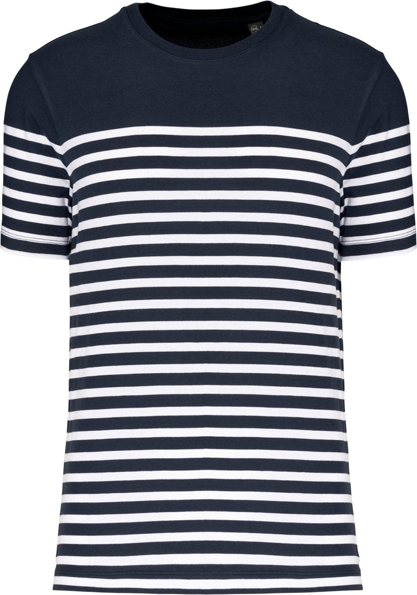 Kariban Marine-t-shirt ronde hals Bio heren K3033 - Navy / White Stripes - M