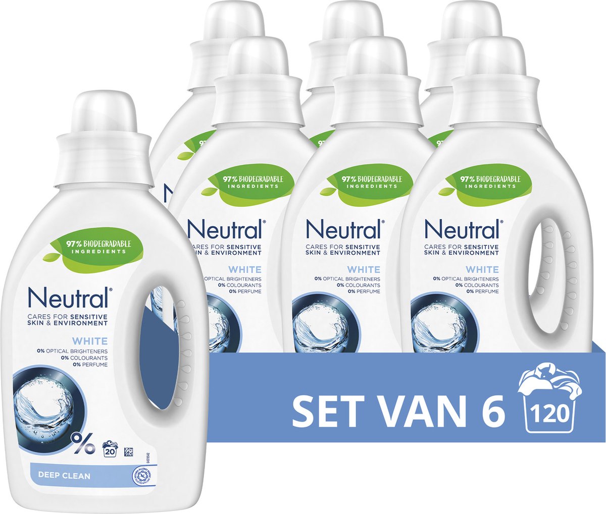 Neutral Vloeibaar Wasmiddel - Wit - zorgt voor de gevoelige huid - 6 x 20 wasbeurten