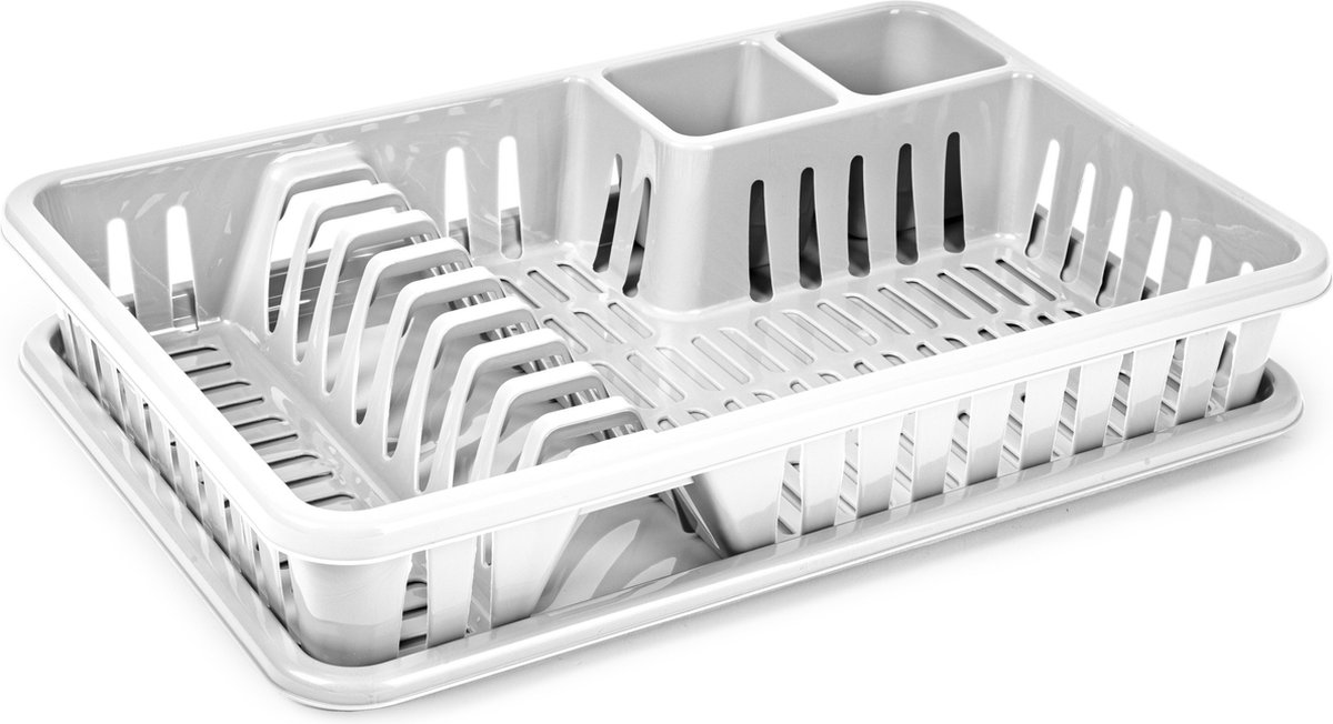 Goedkoopste Plasticforte Afdruiprek met lekbak - 45 x 30 cm - wit - Afwassen/afdrogen - Afwasrekken - Kunststof