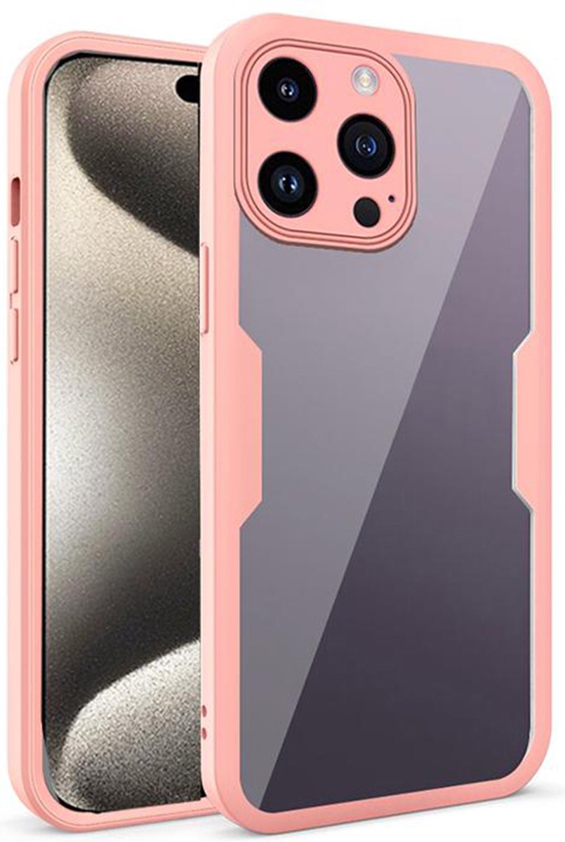 Techsuit ColorVerse 360 hoesje met Screenprotector voor Apple iPhone 15 Pro - Roze