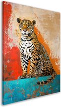 Portrait de Jaguar - Décoration murale Animaux - Décoration murale Fond - Tableau Vintage - Peintures sur toile - Toile d'art 100x150 cm