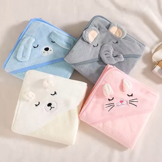 Mooie baby handdoek met capuchon van 100% katoen incl. borduring
