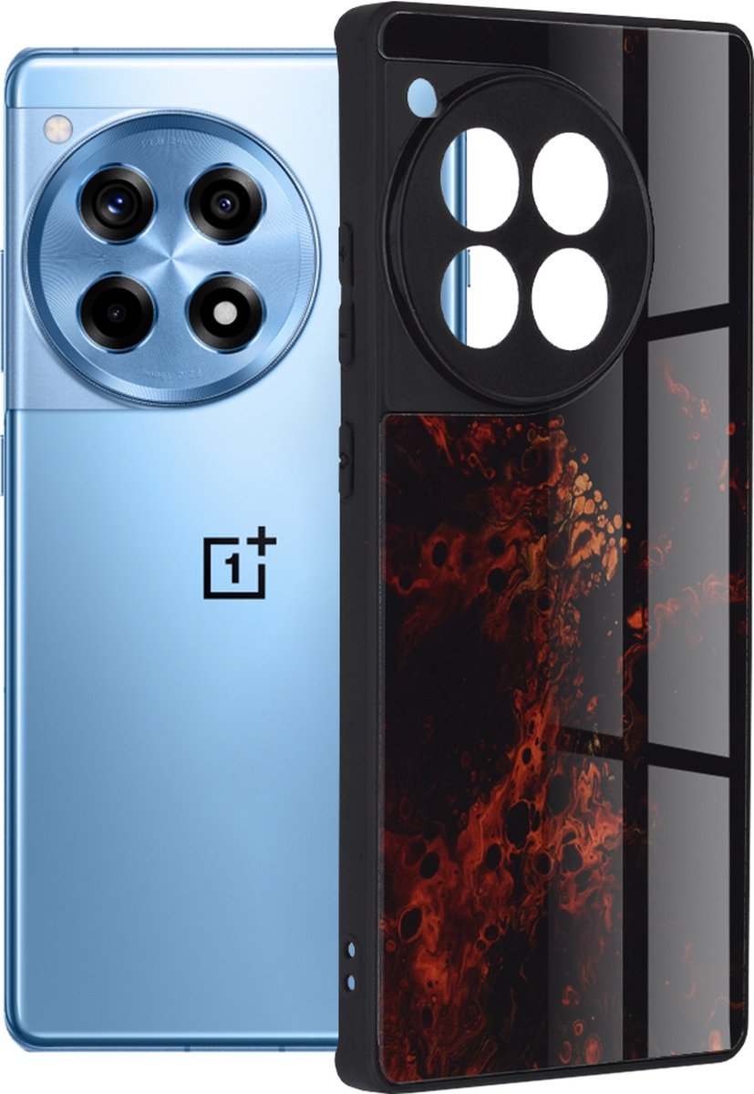 Techsuit Glaze Back Cover hoesje van Glas voor OnePlus 12R - Red Nebula