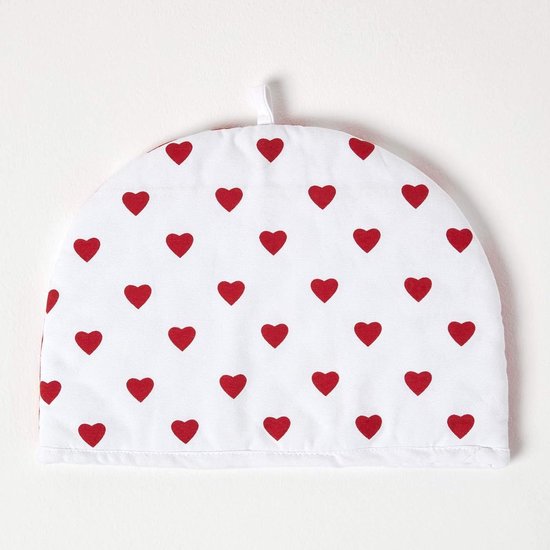 Foto: Homescapes theepot warmer hartjes rood design tea cosy