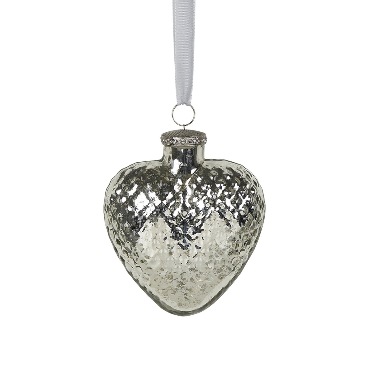 decoratie hart zilver 15cm