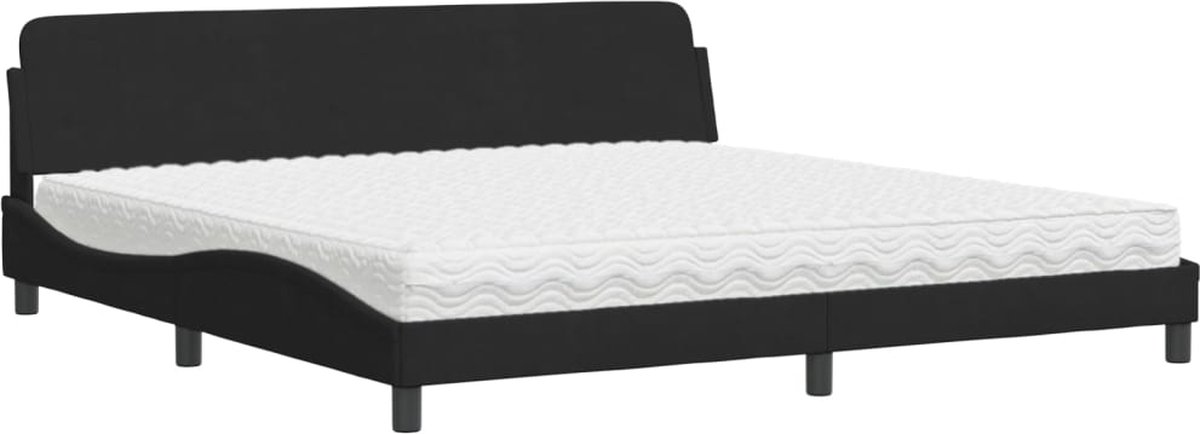 vidaXL - Bed - met - matras - "Dover" - fluweel - zwart - 200x200 - cm