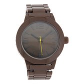 OOZOO Timepieces - Donker bruine horloge met donker bruine kunststof horlogeband - C3682