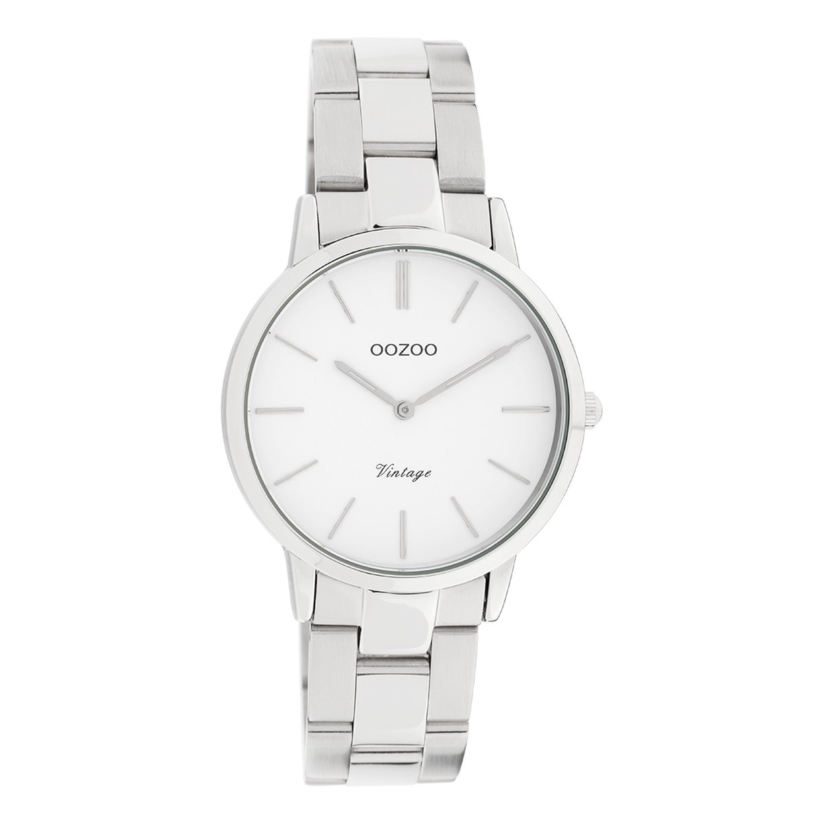 OOZOO Timepieces - Zilverkleurige horloge met zilverkleurige roestvrijstalen armband - C20038