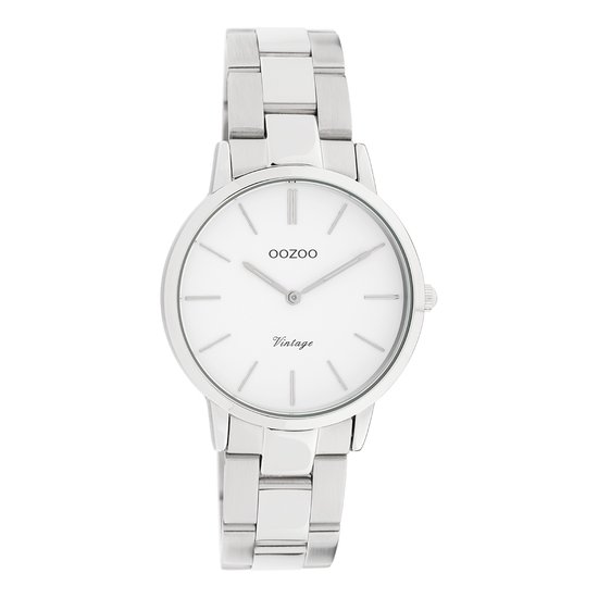 OOZOO Timepieces - Zilverkleurige horloge met zilverkleurige roestvrijstalen armband - C20038