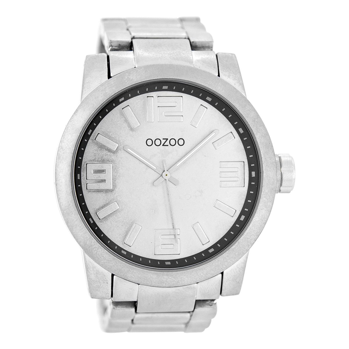 OOZOO Timepieces - Zilverkleurige horloge met zilverkleurige roestvrijstalen armband - C5601