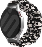 Strap-it Scrunchie bandje - geschikt voor Samsung Galaxy Watch Active / Active2 40 & 44mm / Galaxy Watch 1 42mm / Galaxy Watch 3 41mm / Gear Sport - zwart/wit