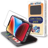ebestStar - Hoes voor iPhone 14 Plus Apple, Wallet Etui, Book case hoesje, Zwart + Gehard Glas