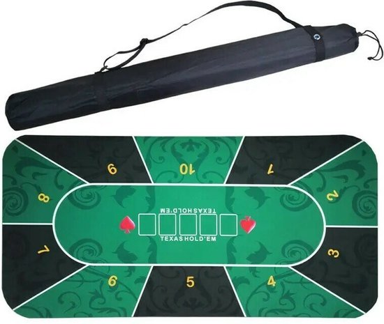 Pegasi Pokermat Royal 180CM Groen - Texas Hold'em Poker Mat - Mat voor Pokeren op Tafel - Incl. draagtas