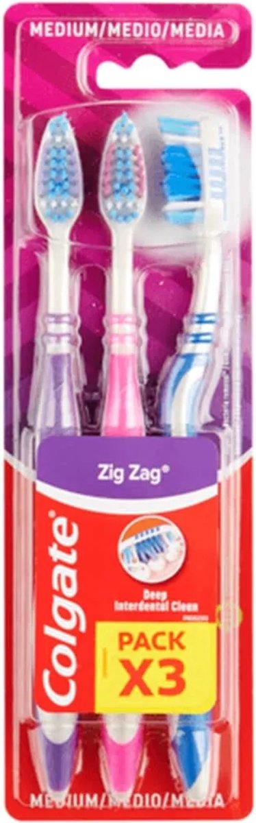 Colgate - Tandenborstel - Zig Zag - Medium - x3 Family Pack - 3st