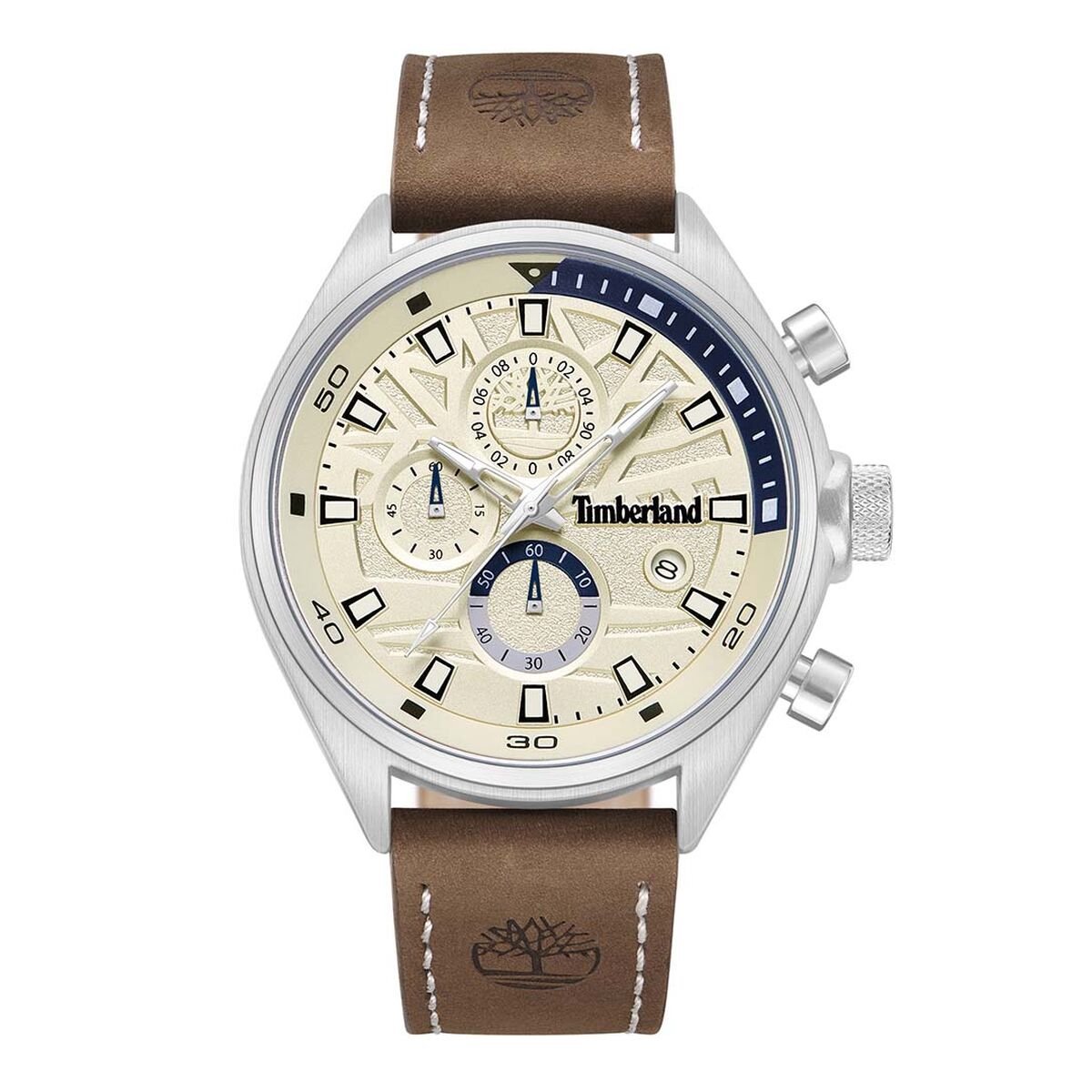 Timberland Bruin Leren Horloge Met Grijze Wijzerplaat