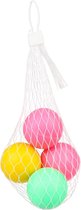 Summertime Beachball set - hout - kleurenmix - strand sport speelset - met 5x balletjes