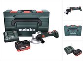 Metabo W 18 LT BL 11-125 accu haakse slijper 18 V 125 mm borstelloos + 1x oplaadbare accu 5,5 Ah + lader + metaBOX