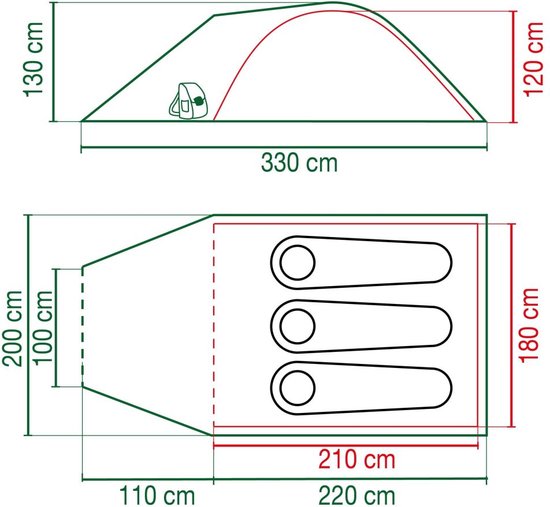 Coleman Darwin 3 Plus Koepeltent - tent 3 persoons - incl. draagtas - waterdichte tent - Groen