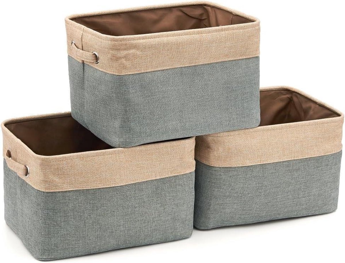 Opbergmand Inklapbaar Canvas Stof Tweed Opbergorganizer Kubusbak Handgrepen Kwekerij Planken Kleding Kinderen Speelgoed Opbergbox - Opbergdoos