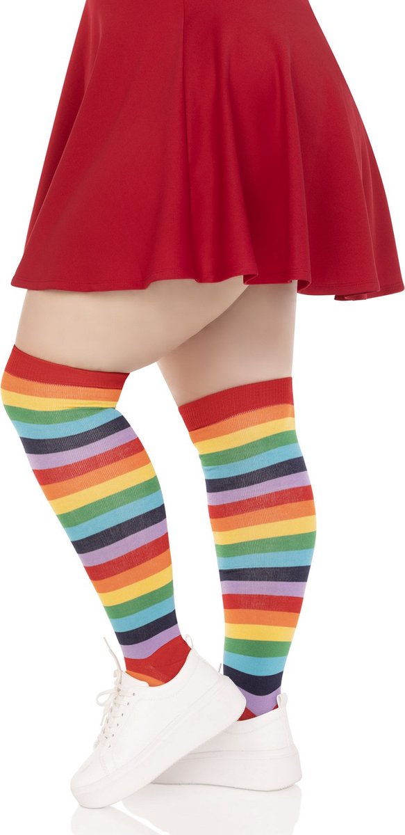 Spandex rainbow thigh highs +