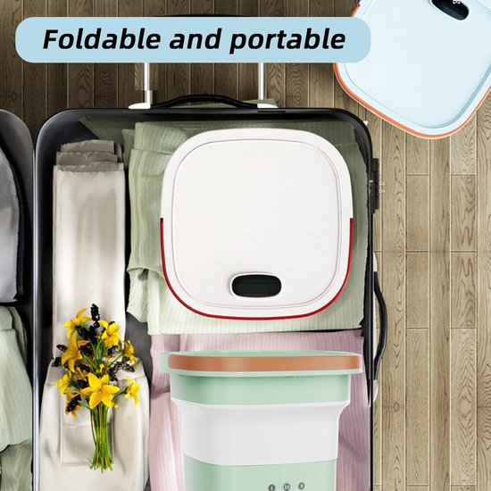 Mini machine à laver pliable 220 V - Machine à laver de camping avec essorage - Mini machine à laver avec panier de vidange - Machine à laver de voyage pour Sous-vêtements Chaussettes - vêtements de bébé - Mini machine à laver