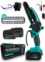 ProXtar Mini Kettingzaag - Kettingzaag - Snoeizaag - Takkenzaag - Handzaag - Inclusief Opbergkoffer, 2 Accu's & 3 Kettingen - Automatische Kettingsmering - Brushless
