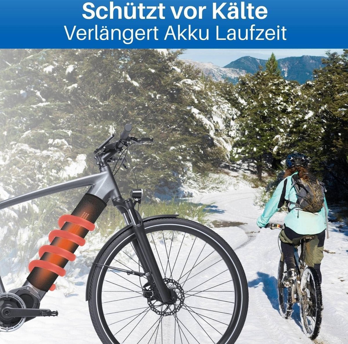Housse Batterie Vélo électrique – Néoprène 5 Mm, Réflecteurs, S’adapte Au Cadre 28-42 Cm, Protection Froid/saleté