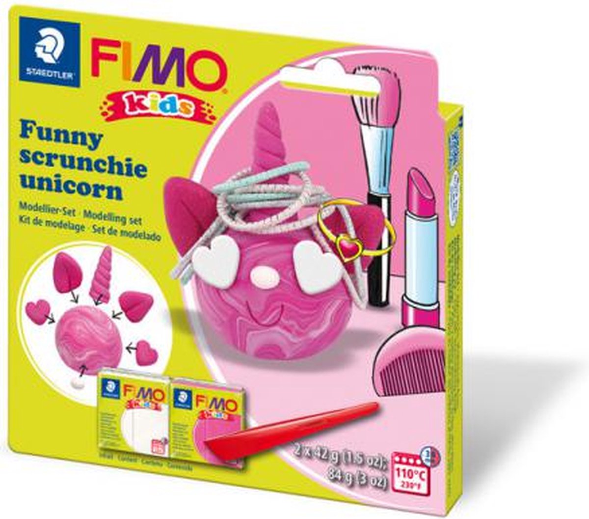 FIMO kids boetseerklei funny kits set funny scrunchie unicorn