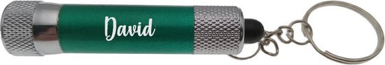 Lampe de poche | Porte-clés | Avec nom | Vert | David
